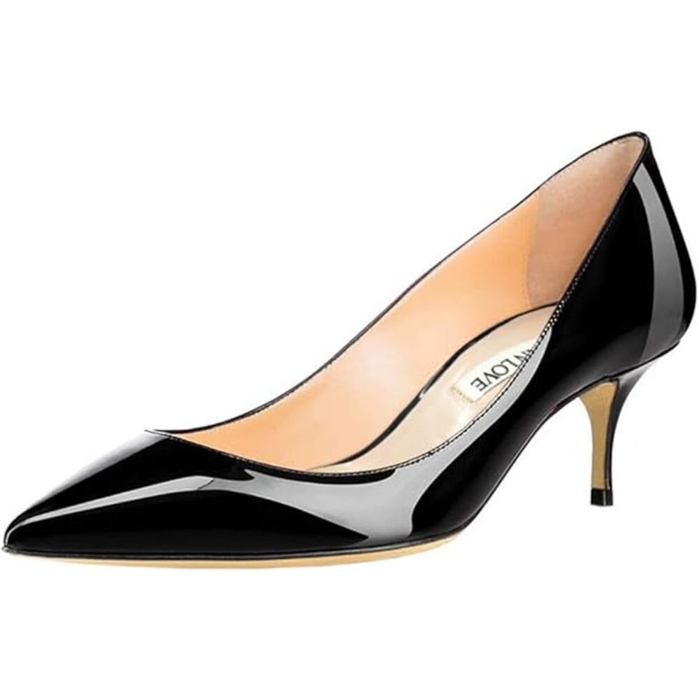 Joy In Love Womens Size 10.5 Black Patent Leather Pointy Toe 3" Heel Pumps Shoes